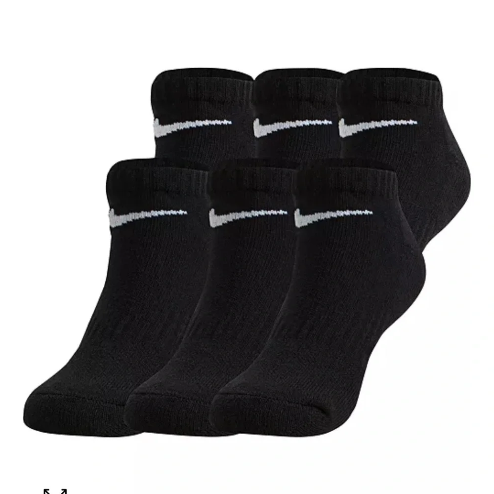 2 Pack / 12 Socks - Nike Little Kids No-Show Black Socks